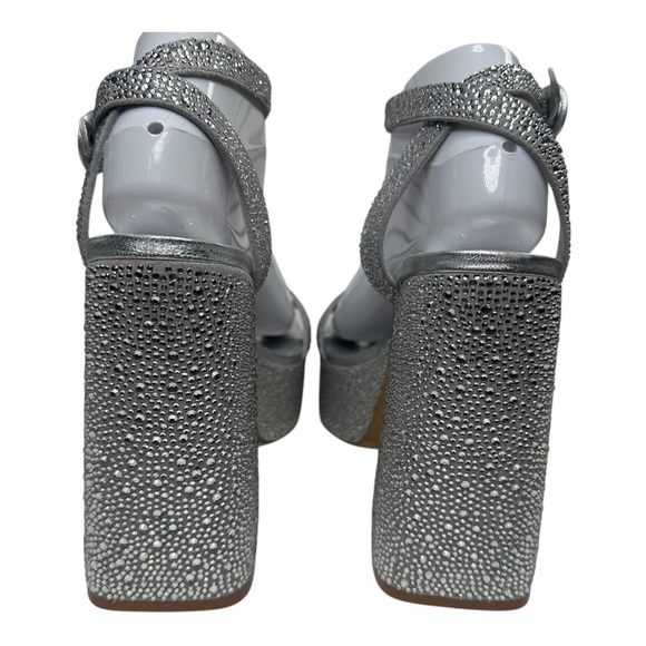 Larroude Dolly Silver Crystal Platform Sandal Heels. Sz: 9.5 - Picture 7 of 11